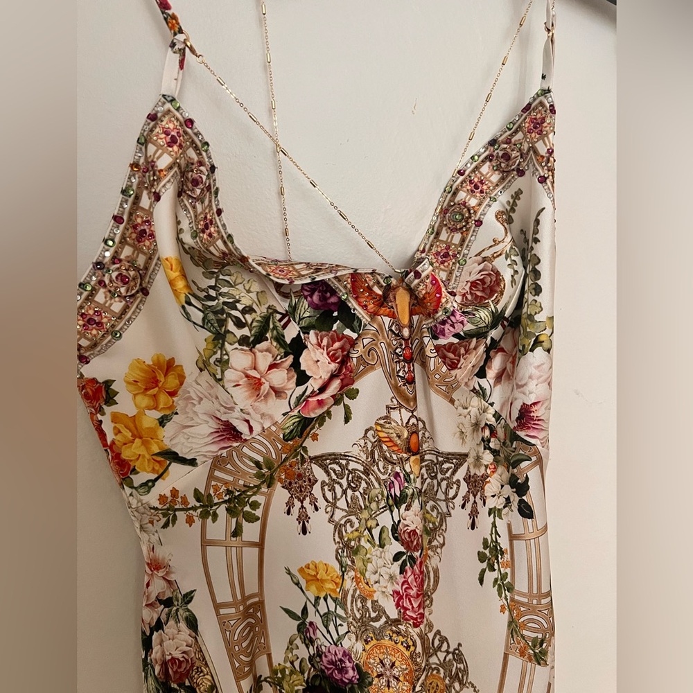 NWT Camilla Silk Egyptian Chain Open Back Size Small Gold Rose - Picture 6 of 14